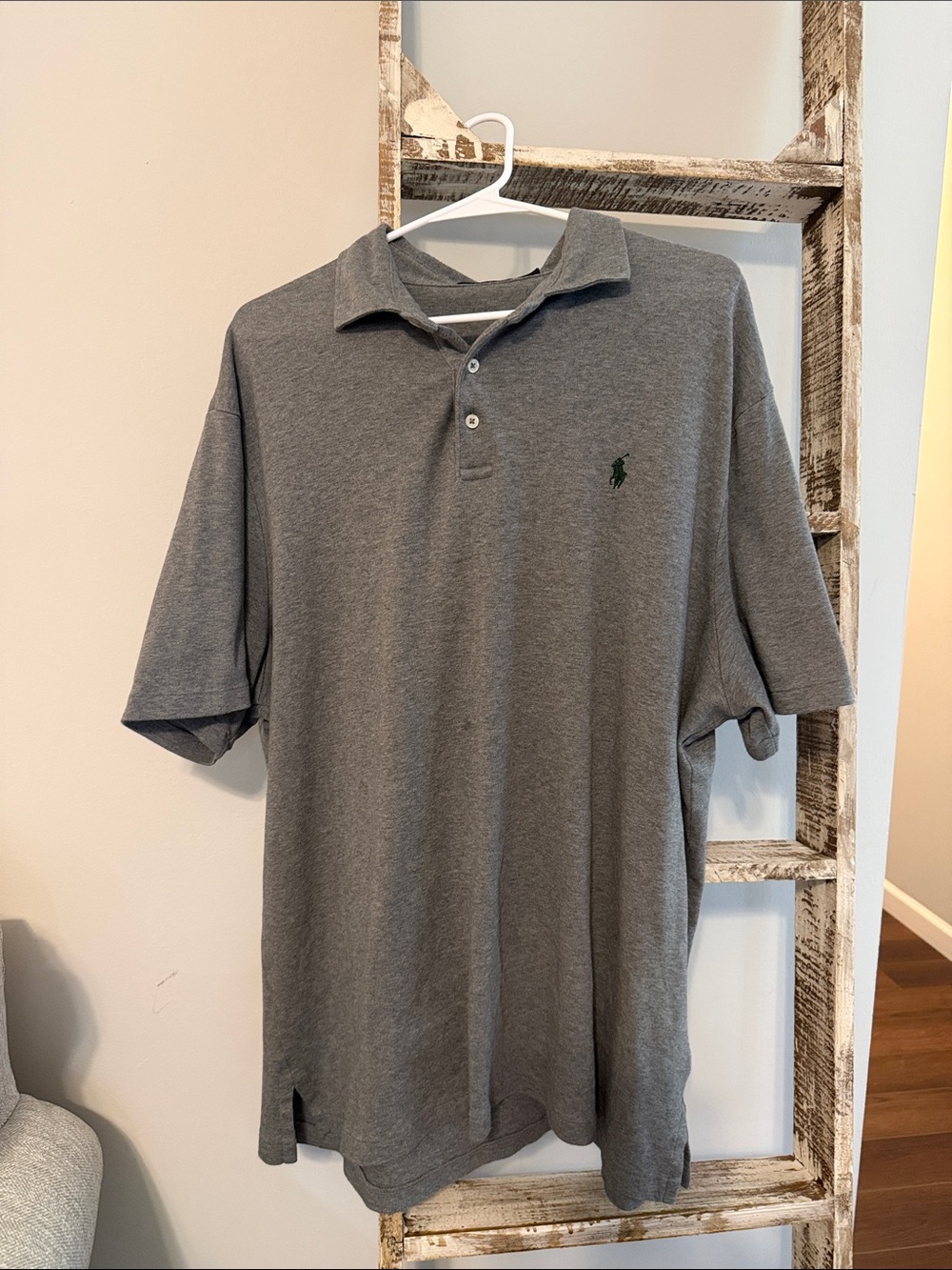 Ralph Lauren Gray Polo with Green Pony Logo